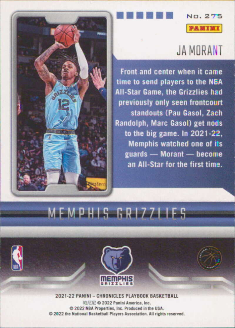 2021-22 Panini Chronicles Playbook #275 Ja Morant Memphis