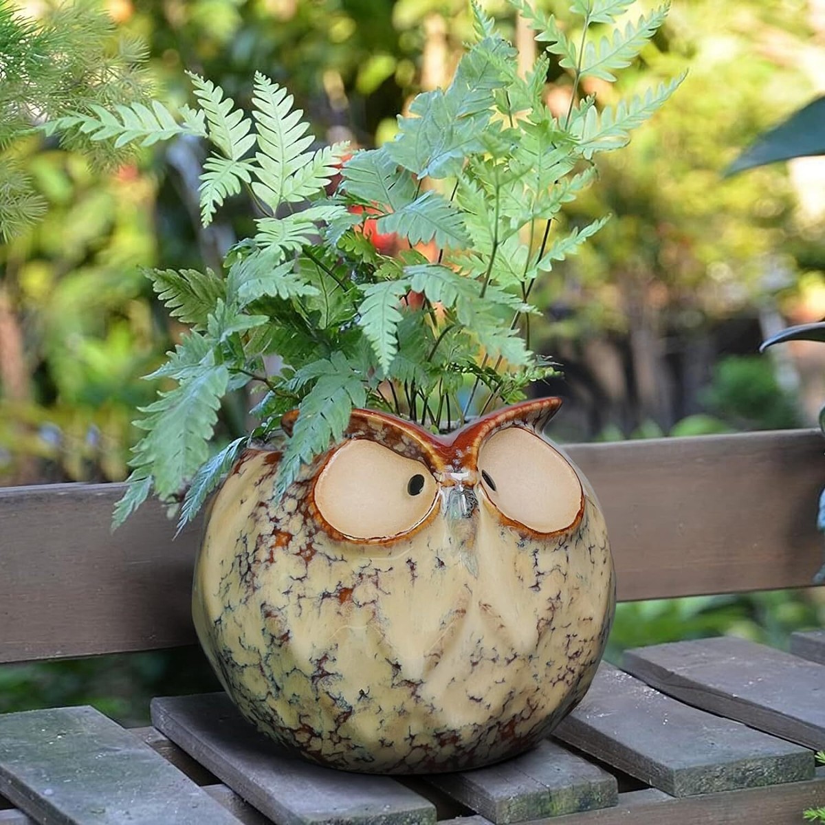 GeLive Owl Planter Ceramic Succulent Plant Pot Fun Animal Flower Container  | eBay