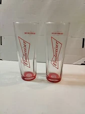 Budweiser 16oz Tall Pair Glasses: Time Honored Recipe Since 1876 Collectible