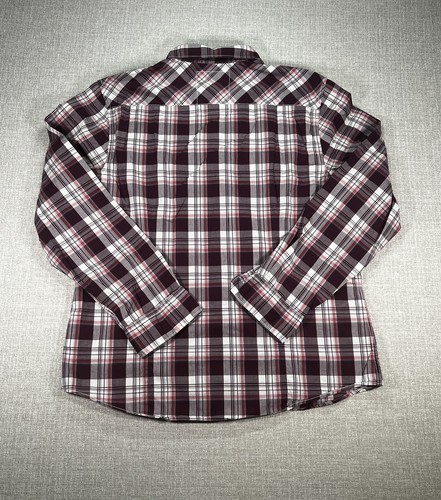 Guess Shirt Adult Extra Large Red Plaid Button Up Long Sleeve Classic Logo Mens - Picture 4 of 8