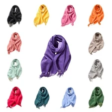 Women Cashmere Woolen Tassel Wrap Solid Warm Scarf Lady Stylish Shawl SY23123