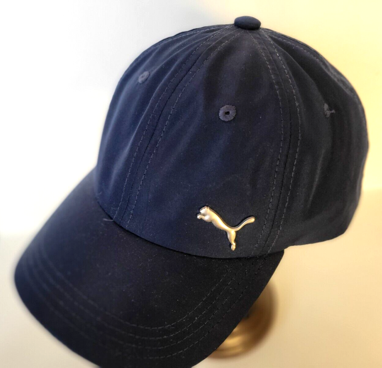 PUMA Ball Cap Navy Metal Insignia Adjustable Back One Size Hat