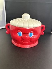 Vintage HAPPY FACE Dish Toy 1983 Meritus Industries Rare pot with lid