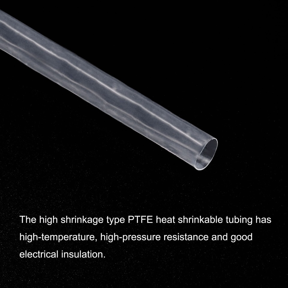 PTFE Heat Shrink Tubing 4 to 1 Ratio, 3.3ft x 0.37" Clear Insulating