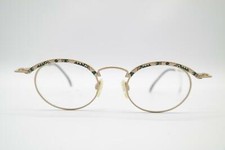 Vintage Ruby 300 23 Gold Green Black Oval Glasses Eyeglass Frame NOS
