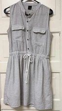 Ethereal by Paper Crane White & Black Striped Cotton Dress Large