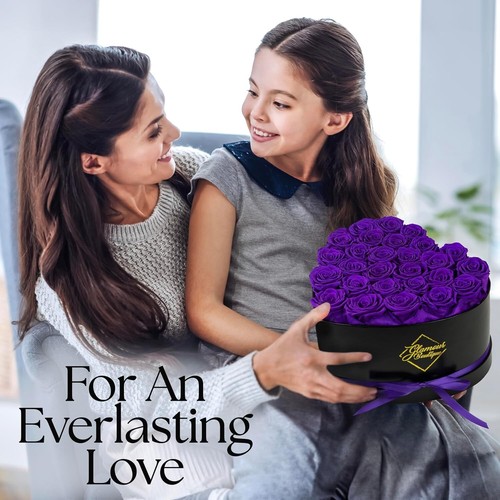 Gorgeous 27 Purple Preserved Roses in Heart Box - Hassle-Free Maintenance Gift - Picture 8 of 11
