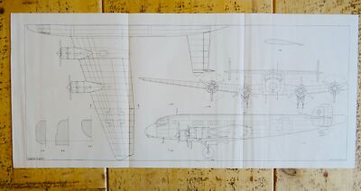 WW2 GERMAN Aircraft JUNKERS JU 90 Triple Page Scale Design Plan c1940