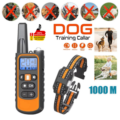 1000M Remote Electric Dog Training Collar, Shock Anti Bark Rechargeable Halsband