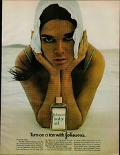 Vintage 1971 Johnson & Johnson Baby Oil For Summer Magazine Print Ad 10 x 13