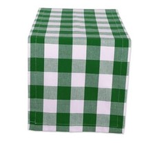Green Plaid Table Runner , 13 x 72 inch Buffalo Check Table Runner Green White
