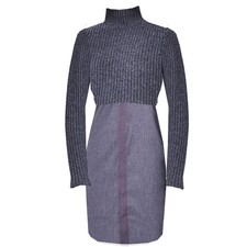 Elie Tahari Women's Raleigh Mock Neck Ribbed Knit Sweater Dress Size L