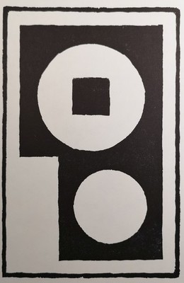 Original Woodblock Print. 1970. Two circles with square. Erich Buchholz: