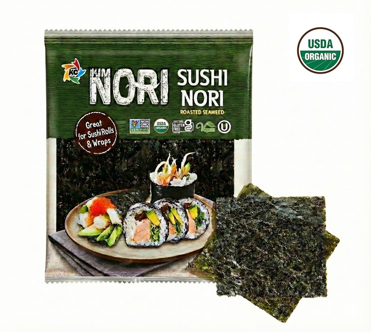 Kosher Organic 10 Sheet Kimnori Sushi Nori Roasted Seaweed Rolls
