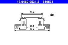 ATE Zubehörsatz Scheibenbremsbelag 13.0460-0531.2 für MAZDA CX 30 DM DT ED DK BM