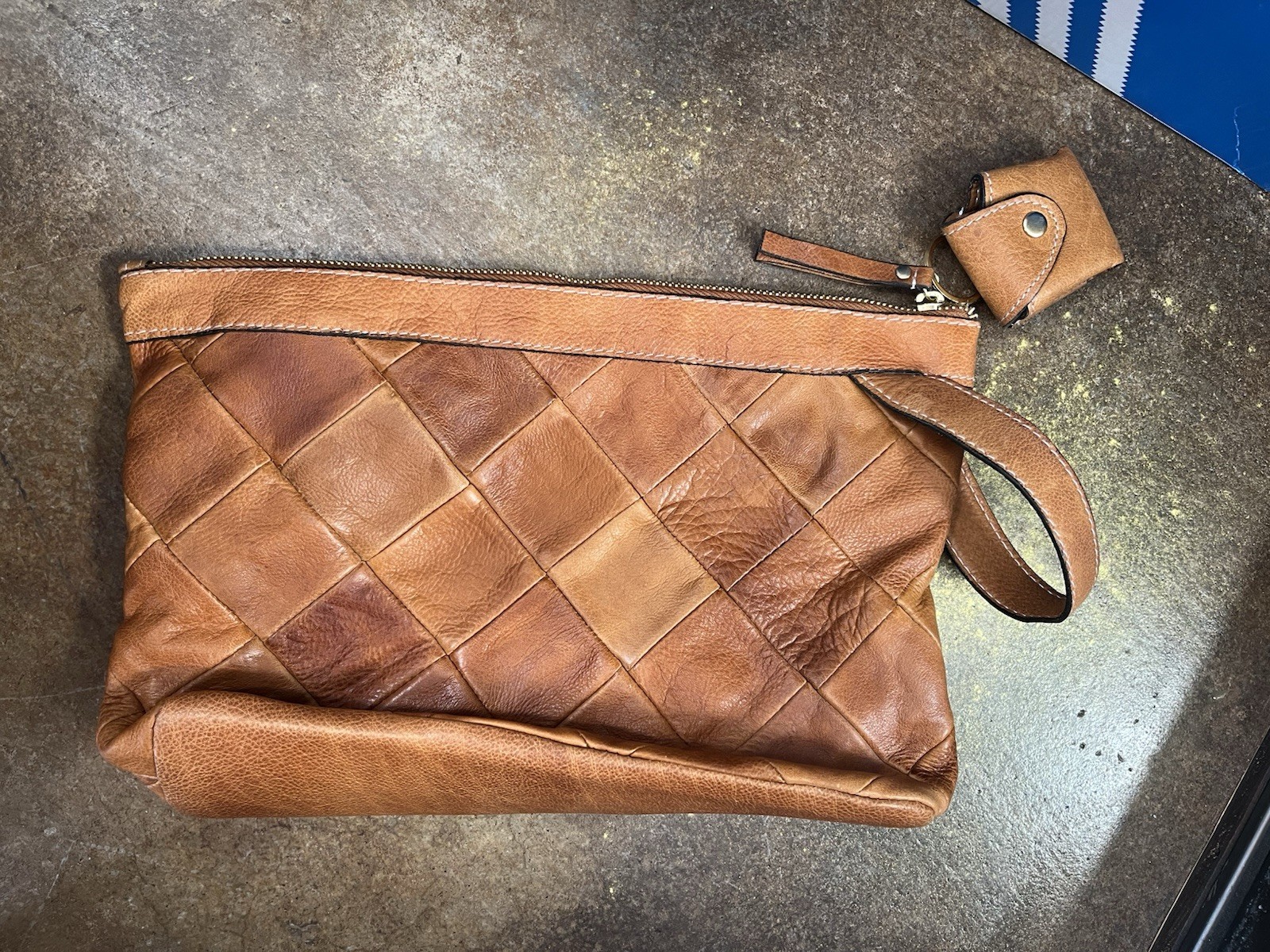 Leather patchwork purse Large Clutch handbag RE:D… - image 6