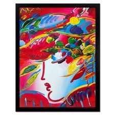 Peter Max, "Blushing Beauty" Framed Hand Signed Offset Lithograph w/ LOA