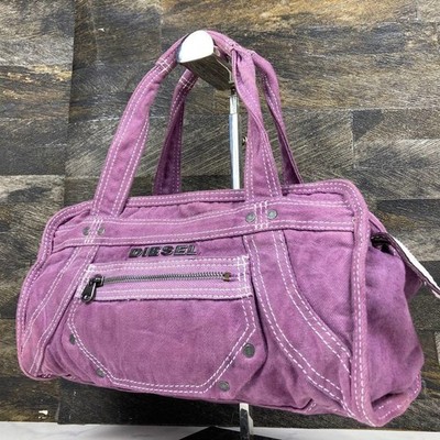 DIESEL Archive Handbag Shoulder Bag Denim Canvas Pink Metallogo y2k Vintage