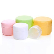 10-100g Plastic Jar Pot Sample Empty Container Cream Cosmetic Makeup Lip Balm UK