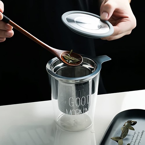 Tea Infuser Extra Fine Mesh Tea Strainer with Silicone Lid 304 Stainless Steel - Picture 5 of 6