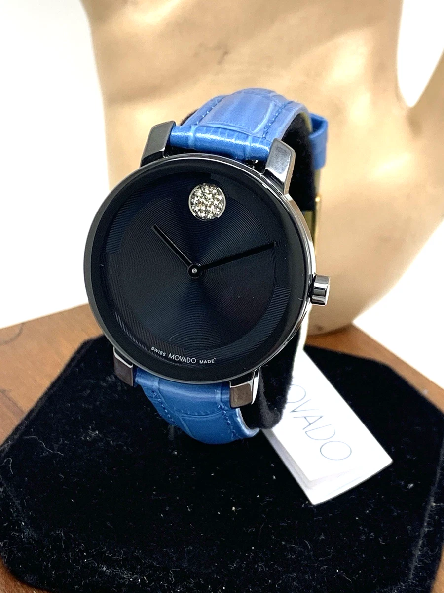 Movado Women\'s Watch 3601235 Bold Swiss Quartz Black Ceramic Blue Leather 34mm Movado Bold Women Black Stainless Steel Watch 3601235 – Just  main image 4