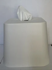 Facial Hand Tissue Box Cover, Square Holder White Storage Modern Sleek Bathroom