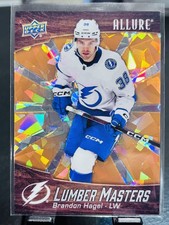 2023-24 Upper Deck Allure - Lumber Masters Brandon Hagel #LM-18 Orange 297/399