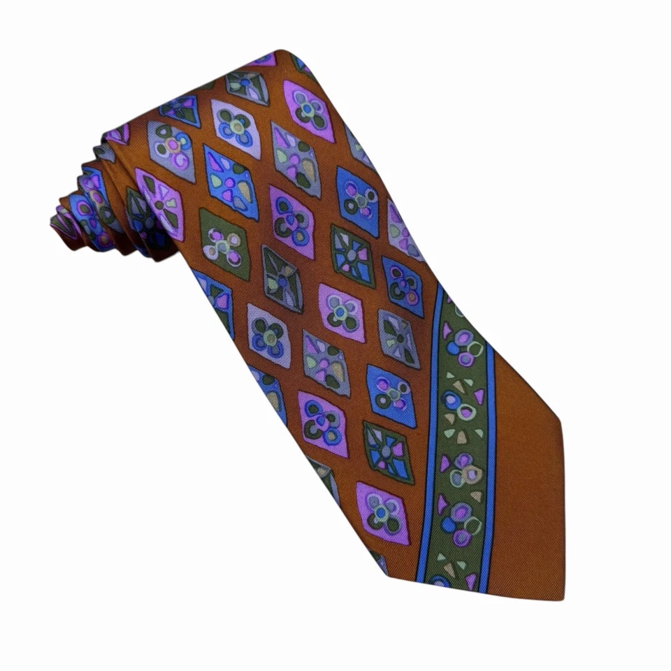 Leonard Paris NUEVA Corbata Para Hombre Geométrica Floral Multicolor 100% Seda 3 5/8" x 55.5" Foto 2 de 4