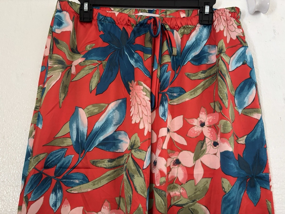 N Natori Tropical Breeze Satin Long Sleeve Pajama Set Red M NWT | eBay