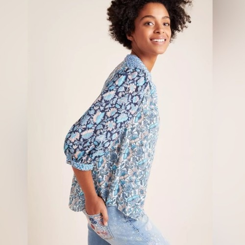 Blusa boho campesina floral jacoba Anthropologie La Vie Rebecca Taylor para mujer XS - Imagen 3 de 10
