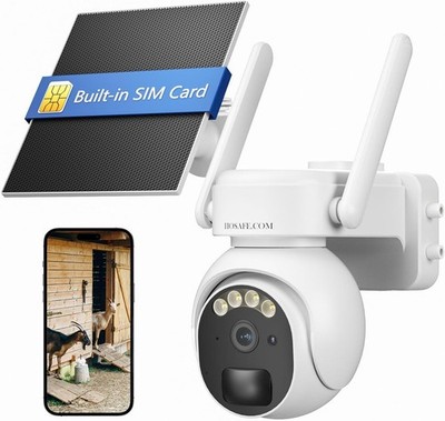 4G LTE Security Camera No Internet Needed, 360° PTZ Outdoor Camera, Solar Cam...