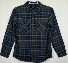 Lee Flannel Regular Fit Mens Size Medium Plaid Button Up Green Blue Collar New