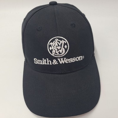 Smith & Wesson Hat Strapback (Fits Small) Black White Logo Firearms Casual Men