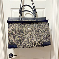 DVF Diane Von Furstenberg Black Gray Classic Logo Luggage Overnight Bag Vintage