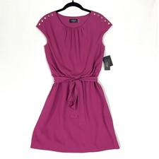GUESS NWT Fuschia Pink Belted Tee Dress SIZE 4 Stretch Waist Gold Button Accents