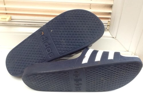 Mens ADIDAS Blue & White Stripe Sliders Slider Soft Sport Sandals Fit UK Size 8 - Picture 6 of 6
