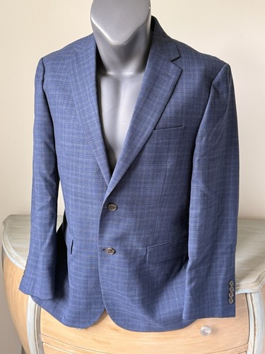 Jos. A. Bank Men’s Tailored Fit Wool 2-Button Blazer Blue Plaid • 42R Windowpane
