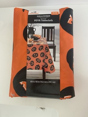 Way To Celebrate Halloween Pumpkin PEVA Tablecloth 60x102 Rectangle NEW-READ