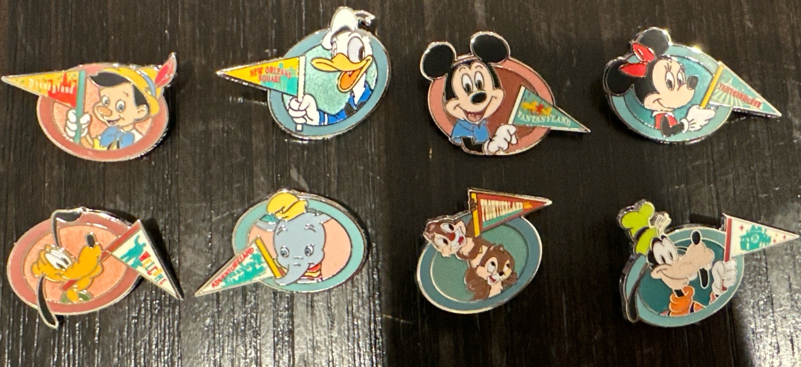 Disney Niftie Fifties Pennants Complete Mystery 8 Pin Set no chasers 