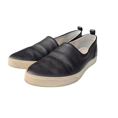 ECCO Sneakers Black Leather Almond Toe Slip On Pebble Texture Size 6