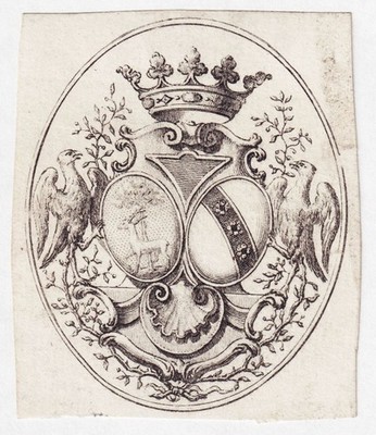 Exlibris Du Cleuzel Chabrerie Perigord-Orleanais Blason Bookplate Gravure 18E