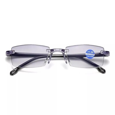 10X Mens Rectangular Rimless Blue Light Blocking Reading Glasses Unisex Readers