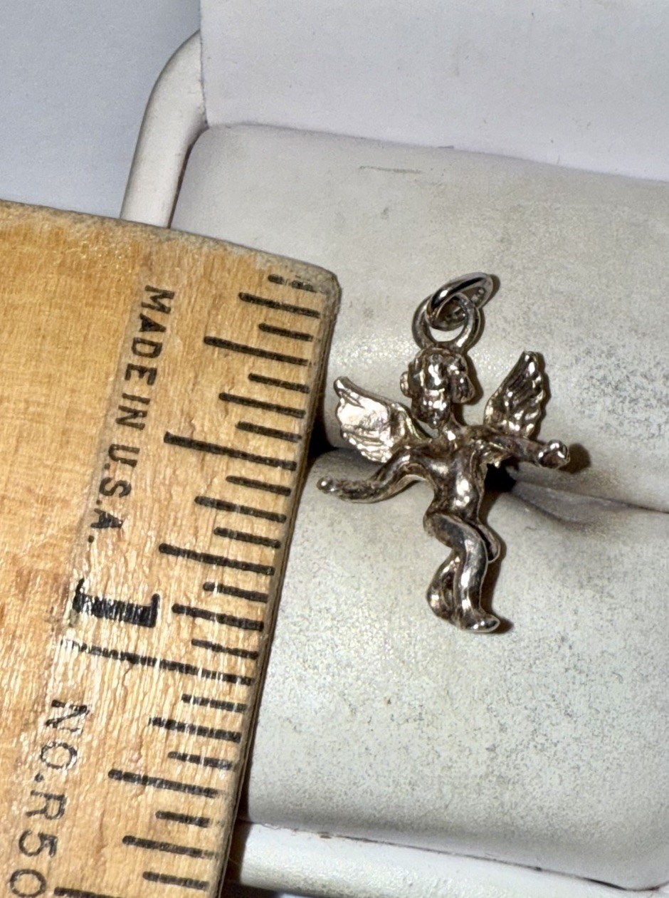 ESTATE Solid Sterling Silver Miniature Winged Ang… - image 2