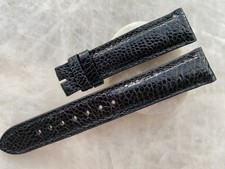 19mm/16mm Genuine Ostrich Leather Padded Watch Strap Band - Black Color