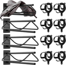 12 Pack Saddle Rack Wall Mount with Pad Bar, Heavy Duty Wall Mounted Saddle Stan