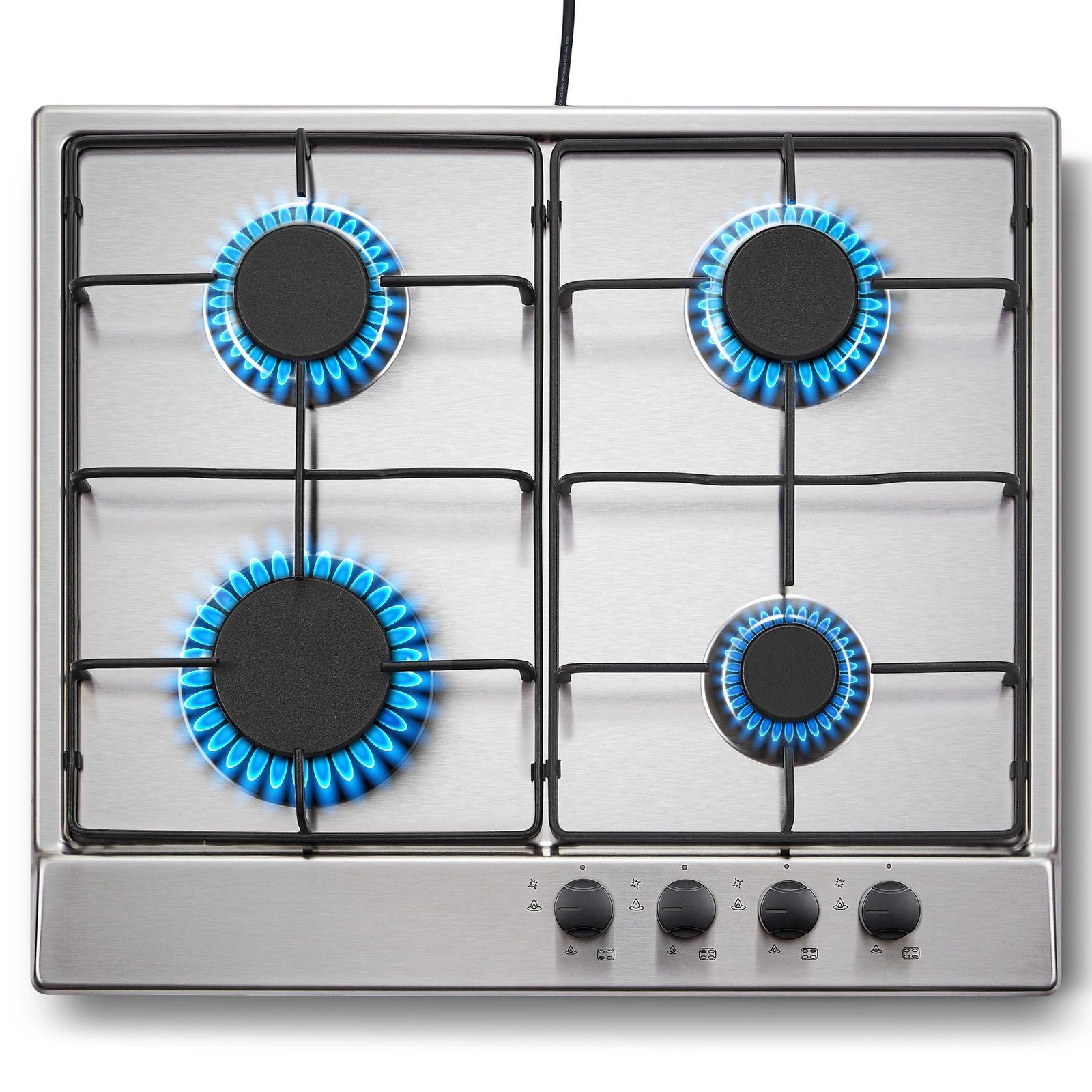 Offerta Piano Cottura Gas 60cm TopStrong Acciaio Inox 4 Fuochi