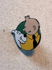 TINTIN / HERGÉ  PIN'S ROND  EMAIL  belle copie CORNER   TINTIN & MILOU