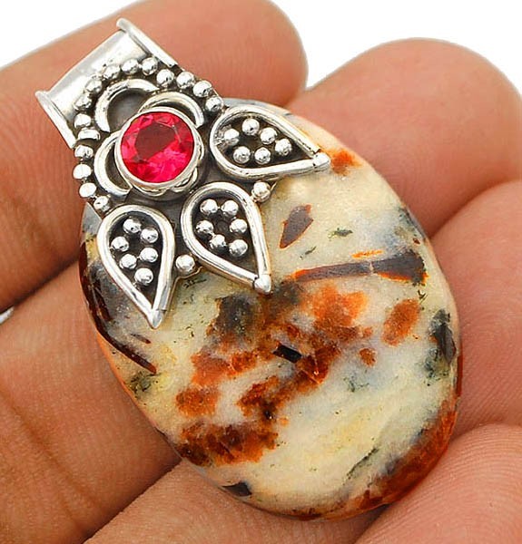 Natural Astrophyllite & Tourmaline 925 Solid Sterling Silver Pendant 