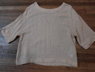 Paradise Shores Top Linen Blend  Beachy Vacation Open Weave Size Medium 
