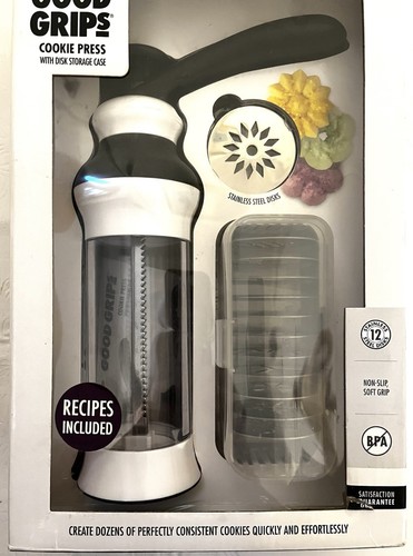 NEW OXO Good Grips 14 Piece Cookie Press Set W/ 12 Stainless Steel Disks & Case - Picture 3 of 6